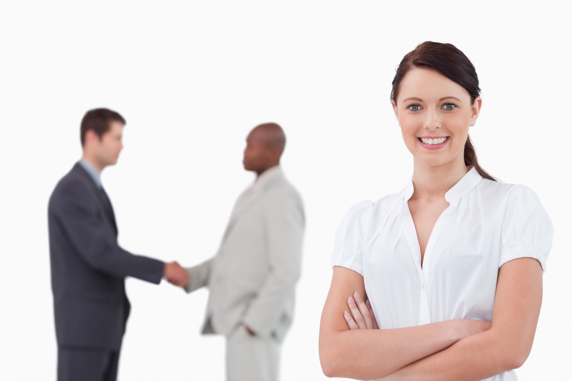 Consultant welcoming client in office